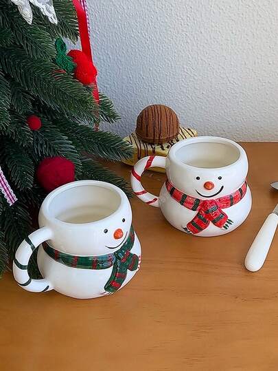 1 件高品质创意可爱圣诞礼物雪人马克杯、咖啡杯、茶杯、情侣餐具、水杯，送给朋友、家人、圣诞节的礼物