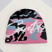 1 件男女通用美式嘻哈街头风格提花针织帽，保暖，适合秋冬季服装