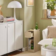 SoBuy 附抽屜的床頭櫃，適用於彈簧床、沙發桌、邊桌、窄電話桌、床頭櫃，白色 寬 x 高 x 深約：20 x 60 x 35 公分 FBT111 - 卡其色 - 查看 7