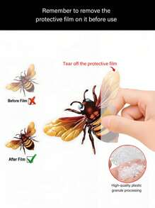 2pcs Acrylic Bee Wall Art Set - Realistic Outdoor Decor For Patio, Garden, Fence And Balcony, Hanging Design, Natural Style Decoration, Bee Decor, 4 Seasons Use, Adhesive Backing