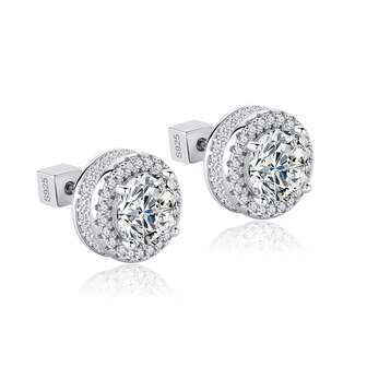 1 对 S925 纯银 0.1/0.5/1 克拉莫桑石耳钉，D 色 VVS1 净度哑铃耳环，男女皆宜