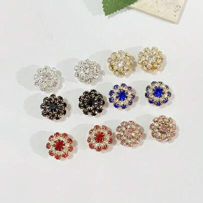 2pcs Crystal Button Set, Women's Cuff Buttons, Detachable Crystal Button Clips, Suitable For Women's Shirt Cuffs, Shiny Button Decor For Clothing