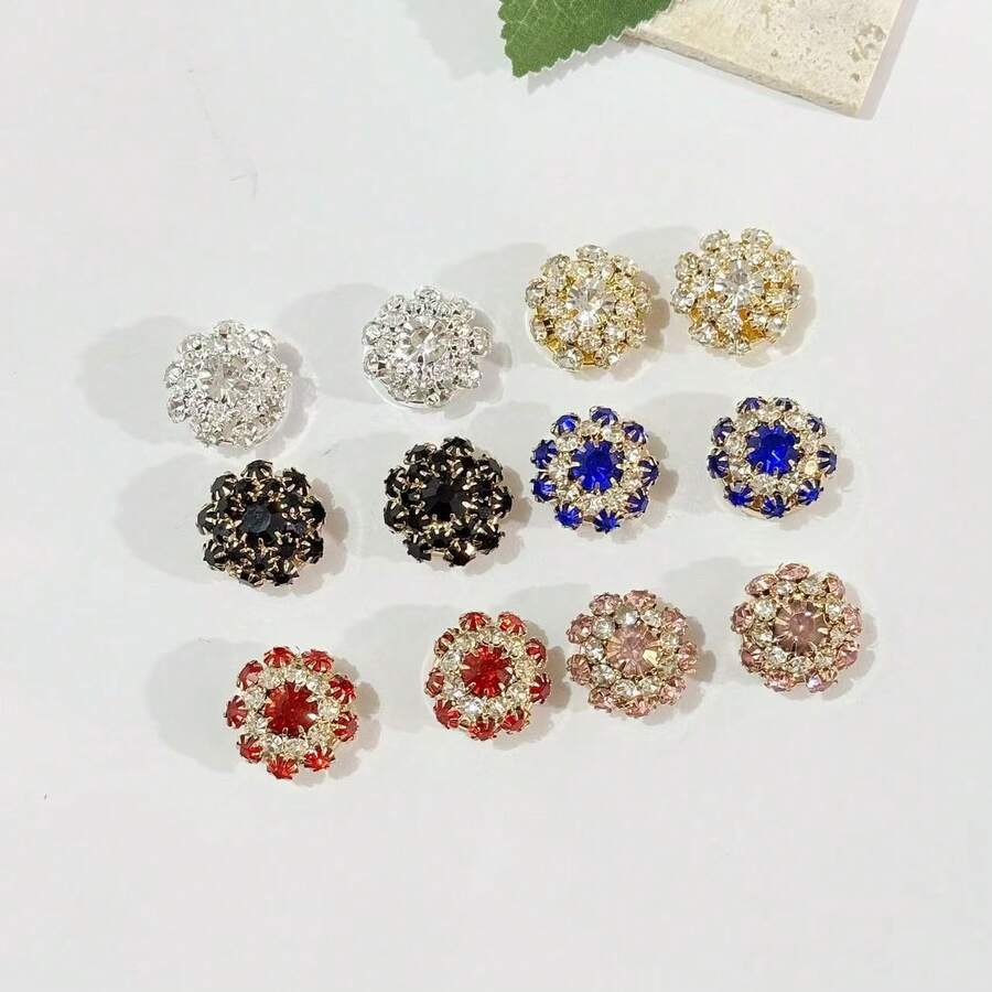 2pcs Crystal Button Set, Women's Cuff Buttons, Detachable Crystal Button Clips, Suitable For Women's Shirt Cuffs, Shiny Button Decor For Clothing - Star - View 1