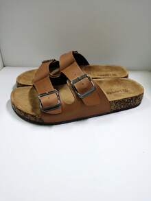 Fashionable Soft-Sole Comfortable Insole Slip-On Mule Sandals, Unisex Summer Outdoor Beach Walking Slippers - Light Brown Leather - View 6