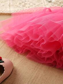 Young Girl Tulle Puff Skirt, Children Cosplay Dress, Ballet Dance Dress - Hot Pink - View 3