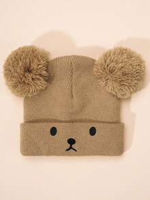3 件/1 件刺绣熊表情双绒球儿童针织帽，滑雪保暖男女宝宝 Y2K 风格户外冬季无檐小帽，休闲百搭寒冷天气针织帽 - 兒童針織帽 - 查看 20