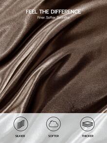 2个装奢华丝滑缎面信封式枕套，柔软透气，抗皱，呵护秀发和肌肤，提升睡眠质量，不含枕芯，巧克力棕色，通过Oeko-Tex认证 - 巧克力棕 - 查看 4