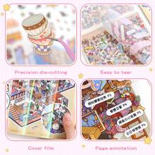 Livro de adesivos gigante para adultos, feito à mão, com efeito visual estereoscópico 3D. Casa, vila, paisagem, ideal para trabalhos manuais de adultos. Série de adesivos gigantes de paisagens 3D, vila estereoscópica 3D, adesivos de cenas de casas em miniatura 3D.