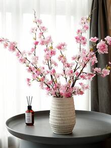 1 件，人造樱花，42.51 英寸，带 4 个分支，塑料人造植物，绿色人造植物，由不褪色的涤纶面料制成，现代简约风格 - 适用于家居装饰、花瓶、婚礼、派对、客厅、卧室、DIY 墙壁、办公桌填充。 - 多色 - 查看 2