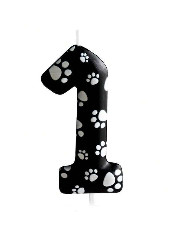 Velas decorativas con números del 0 al 9 y huellas de perro blanco para decorar pasteles de cumpleaños o aniversario, decoración para fiestas con tema de animales