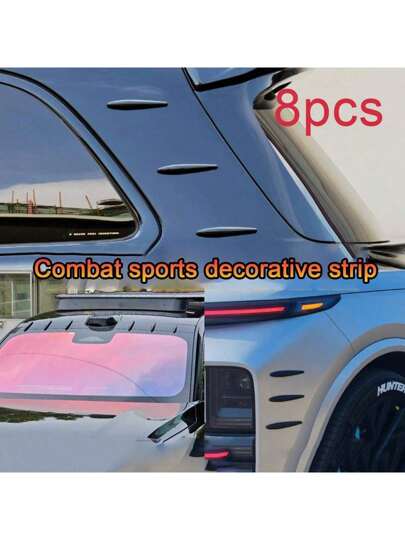 8pcs Car Exterior Decorative Leaf Flares, Auto Tuning Spoiler Decor Strips, Universal Adhesive Decoration Stickers