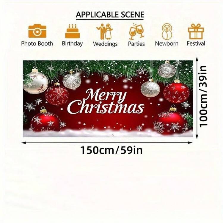 1 件圣诞车库门横幅，大型布艺门罩装饰，适合节日壁画，无需电源，非常适合拍照亭、婚礼、派对和节日活动 - 彩色 - 查看 3