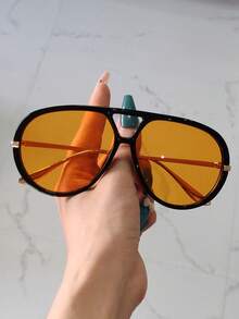 1 Cặp Kính thời trang nữ gọng kim loại kiểu phi công, Kính thời trang cỡ lớn kiểu khiên cho bãi biển, lái xe, trang trí theo phong cách Boho cho kỳ nghỉ bãi biển mùa hè, ngoài trời, du lịch - Nhiều màu - Xem 14