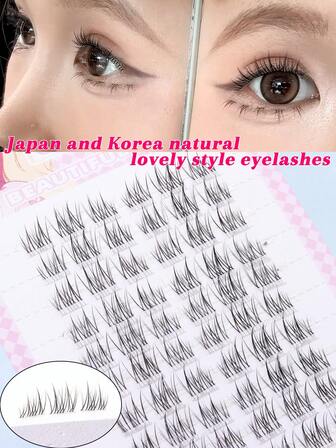 60 pezzi di ciglia finte individuali, ciglia finte a forma di girasole a doppia punta, stile cartoni animati, riutilizzabili e in grado di amplificare gli occhi, naturali, morbide, soffici e confortevoli da indossare.