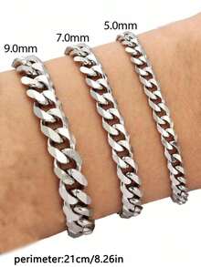 1 pieza Pulsera básica clásica cubana de acero inoxidable para hombres, joyería de estilo hip-hop, deportiva y ruda, regalo de joyería de moda adecuado para fiestas y playas