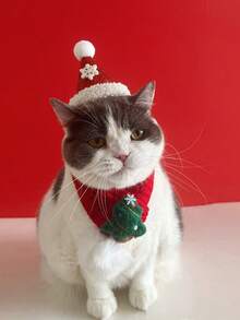 1pc Adjustable Pet Christmas Hat, Suitable For Cats And Small/Medium Dogs, Perfect Christmas Eve & Christmas Gift For Pets
