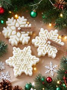 1 pieza Molde de silicona 3D en forma de copo de nieve navideño - Para velas, jabón, resina y manualidades de arcilla blanda/pegamento de goteo, herramienta decorativa de arte manual