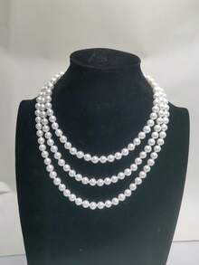 1件 1920年代风格女士串珠项链，仿珍珠串珠，复古摩登女郎风格，时尚仿珍珠长项链，复古服饰首饰项链，茶会礼物。情人节配饰