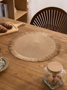 1/4/6/12 piezas Manteles individuales redondos de estilo bohemio de papel, posavasos tejidos antideslizantes para tazones, platos, tazas, adecuados para vacaciones, fiestas, cumpleaños, bodas, cenas, mesas de café, decoración del hogar (Tenga en cuenta que el material del tapete es papel y no se puede lavar)