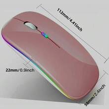 Ratón inalámbrico Bluetooth, ratón de modo dual recargable con LED (Bluetooth 5.2 y receptor USB), ratón silencioso portátil, apto para portátil/ordenador de escritorio/tableta - oro rosa - Ver 3