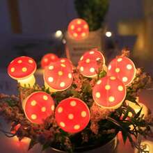1pc LED String Light Red Mushroom-Shaped Bulbs, Plant Series Decorative Colorful Light String For Room Decoration - Warm white light - View 9