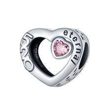 1 Pc Lovely Pink Series Flowers, Hearts, Bears, Rabbits, Dogs, Pandas, Ladybugs, Love, Love Mom, Cups, Pink Beads Charm Bead Fit For Women Bracelets Bangles DIY Jewelry Making And Daily Outfit Matching Jewelry Decoration For Girls Valentines - Pink - View 3