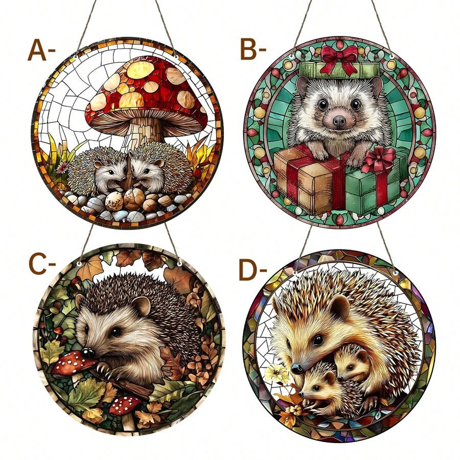 1 pièce, Attrape-soleil en forme de hérisson et de champignon, décoration de jardin, suspension colorée en acrylique pour fenêtre, décoration murale, décoration de fête, décoration de salon, chambre, véranda, décoration de maison à thème animalier, cadeau pour les amateurs de nature