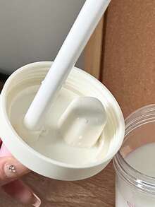 1pc Minimalist Pink Bow 850ml Capacity Water Bottle, Pearl Milk Tea Summer Cup, Portable High-Value Niche Large Capacity Thick Straw Plastic Cup, Suitable For Girls And Students