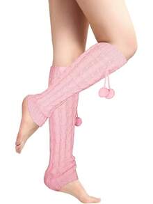 Kawaii Leg Warmers For Women, Japanese Lolita Y2K Socks, Harajuku Knit Stockings Accessory - 毛球2 - 查看 12