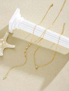 4/2 pezzi Set di collane multistrato a forma di Y, pendente elegante vintage con croce, cristalli colorati e strass luccicanti, collana minimalista con catena in metallo e perline rotonde, collana lunga a forma di Y, design vintage alla moda e grazioso, adatto per vacanze, feste, appuntamenti, regali, uso quotidiano