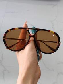 1 Cặp Kính thời trang nữ gọng kim loại kiểu phi công, Kính thời trang cỡ lớn kiểu khiên cho bãi biển, lái xe, trang trí theo phong cách Boho cho kỳ nghỉ bãi biển mùa hè, ngoài trời, du lịch - Nhiều màu - Xem 22
