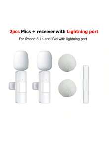 Wireless Lavalier Microphone For Smartphone, Plug-Play Wireless Microphone For Video/Audio Recording, Clip On Lapel Mic For Interview/Vlog/Teaching - White - View 9