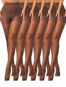 4/6 pares de medias extra grandes de cintura alta con control de abdomen y anti-correr - Negro/Albaricoque/Café - Control de abdomen y soporte de piernas - Medias elegantes formales/profesionales para fiestas - Fórmula suave y sin grietas - Para uso diario y ocasiones especiales, medias profesionales con textura suave