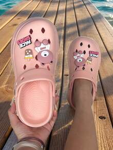 4 Estaciones Nuevas Sandalias Unisex Transpirables de Oso Sin Ojos Beige, Diseño Perforado Suave EVA Antideslizante e Impermeable, Adecuado para Interior/Exterior, Playa, Vacaciones, Cómodo, Duradero, Antibacteriano, Uso Casual Diario