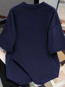 Teen Girl Cartoon Cat & Ramen Print T-Shirt - Navy Blue - View 3