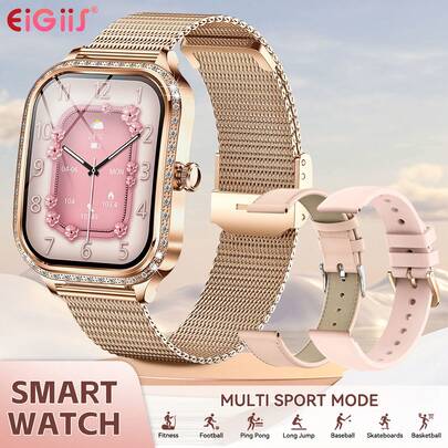 EIGIIS Smartwatch da donna (risposta/chiamata) con diamanti, schermo HD da 1,75 pollici, oltre 100 modalità sportive, impermeabile IP68, orologio fitness per donne per iOS e Android
