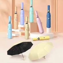 1pc Contrast Color Fully Automatic Umbrella, Sunshade & Rainproof, Super Windproof Umbrella For Men & Women, Large Size, Rainproof, Sunproof, UV Protection, Foldable