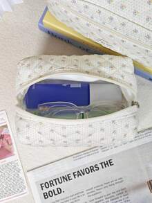 3pcs Delicate Bee Design Cosmetic Bag, Convenient Zipper Makeup Pouch, Fashionable Stationery Pouch For Chargers, Earphones, Necklaces, Bracelets, Makeup Brushes, Mirrors, Cosmetics, Lipsticks, Suitable For Girls, Students, Young Women, Mothers, Holiday Gift, Back To School - Multicolor - View 5