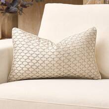 غطاء وسادة فاخر وأنيق بتصميم هندسي، بدون حشو، عالي الدقة، مزود بسحاب مخفي، مناسب للأريكة والأريكة والسرير والسيارة والكرسي ومقعد النافذة والأريكة الصغيرة وغرفة المعيشة وغرفة النوم والأرضية والمقعد والمكتب والمقهى - بيج - مشاهدة 5