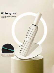 Ombrello automatico unisex con 16 stecche rinforzate, pieghevole, portatile, ombrello antivento e anti-UV adatto per sole e pioggia, ideale come regalo per Ognissanti, Natale, Capodanno e San Valentino (copertura in tessuto, colore delle stecche, design a motivo di lettere inglesi, colore del pulsante personalizzabile)