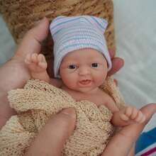 Reborn Baby Dolls 7 Inch Silicone Doll Mini Realistic Newborn Baby Dolls Silicone Full Body/Hand Made Gift For Kids 3+ - Brown - View 5