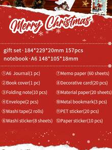157 قطعة هدايا عيد الميلاد، مجموعة هدايا، هدايا متعددة الفئات، صندوق هدايا مختلط، صندوق أمنيات دافئة لعيد الميلاد، سلسلة عيد الميلاد، دفتر ملاحظات بغلاف صلب، لوح تذكير، ملصقات ورقية زخرفية، دفتر ورقي، دفتر ملاحظات للطلاب، صندوق هدايا متنوع. مثالي لديكورات القرطاسية ذات موضوع عيد الميلاد، مثالي للهدايا. ديكور المنزل ديكورات عيد الميلاد ديكور الغرفة الشتوي