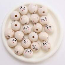 10pcs,50pcs,150pcs Assorted Joyful Face Wooden Beads, 20mm - Ideal For DIY Jewelry, Bracelets, Necklaces & Crafting Decorations, Variety Of Cute Expressions, Decorative Beads|Facial Expression Beads|Durable Wood, Beads For Jewelry Making - Multicolor - View 3