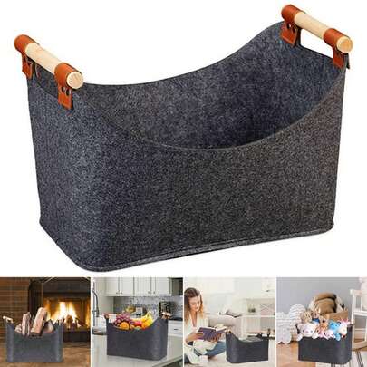 45 X 32 X 40 Cm Firewood Box Large Capacity 57 L Foldable Wood Basket Foldable Clothes Storage Basket For Fireplace & Wood Stove