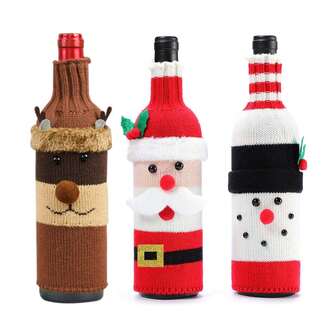 1pc Creative Christmas Decoration, Snowman, Reindeer, Santa Claus, Suitable For Christmas Wine Bottle Set, Red Wine Champagne Bottle Bag, Holiday Gift Packaging, Party Restaurant Decor