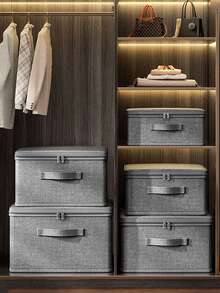 Foldable Storage Box With Zipper Lid, Handled Storage Cube Basket, Closet Clothes Organizer Container - Multicolor - View 7