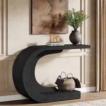 Tribesigns Wood C-Shaped Console Table For Entryway, 43.3" Modern Hallway Entryway Table For Living Room, Entrance, Foyer, Easy Assembly, Black - Black - View 10