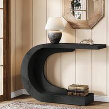 Tribesigns Wood C-Shaped Console Table For Entryway, 43.3" Modern Hallway Entryway Table For Living Room, Entrance, Foyer, Easy Assembly, Black - Black - View 8