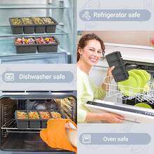 Silicone Freezer Molds For Soup With Lid, 1-Cup & 2-Cup Large Ice Cube Trays Food Storage Containers For Meal Prep, Freeze 250mL/125mL Portions – 2 Pack - 深灰色 - 查看 7