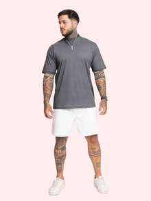 Kit 2 Oversized Premium Cotton Street Style T-Shirts - Gray and Green - View 5